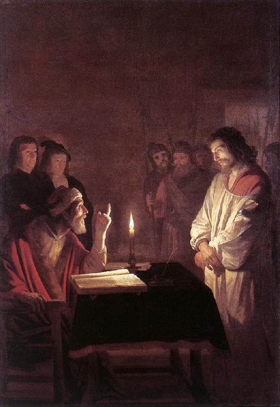 HONTHORST, Gerrit van Christ before the High Priest sg oil painting picture